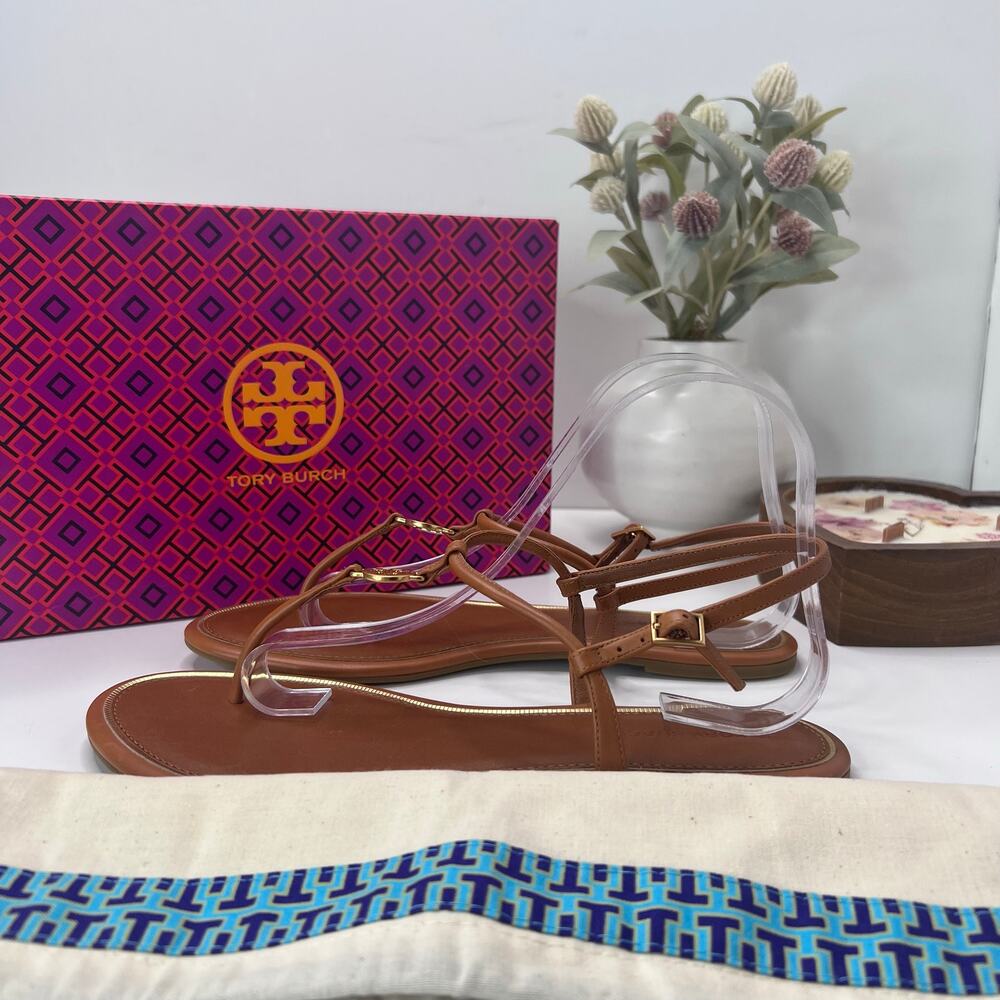 NEW Tory Burch Mini Miller TPU Flat Thong Sandals Black Women 9M Tried On